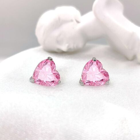 925 Sterling Silver Sparkling Heart Crystal Stud Earrings for Women Girls Hypoallergenic Love Cubic Zirconia Earrings for Sensitive Ears Valentines Birthday Mother's Day Jewelry Gift (Aquamarine) in Kuwait