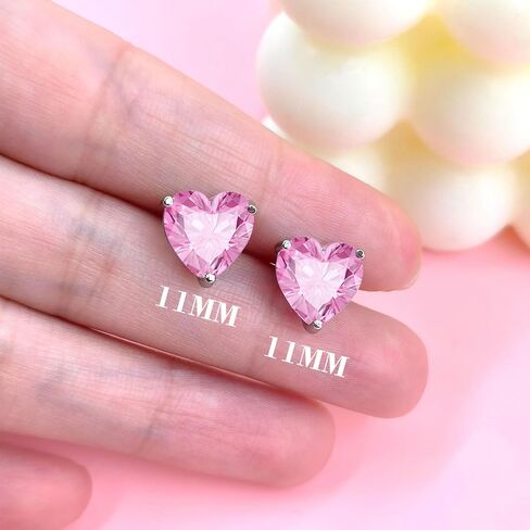 925 Sterling Silver Sparkling Heart Crystal Stud Earrings for Women Girls Hypoallergenic Love Cubic Zirconia Earrings for Sensitive Ears Valentines Birthday Mother's Day Jewelry Gift (Aquamarine) in Kuwait