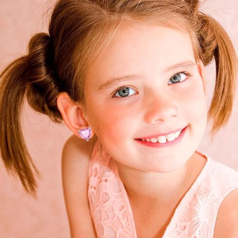 925 Sterling Silver Sparkling Heart Crystal Stud Earrings for Women Girls Hypoallergenic Love Cubic Zirconia Earrings for Sensitive Ears Valentines Birthday Mother's Day Jewelry Gift (Aquamarine) in Kuwait