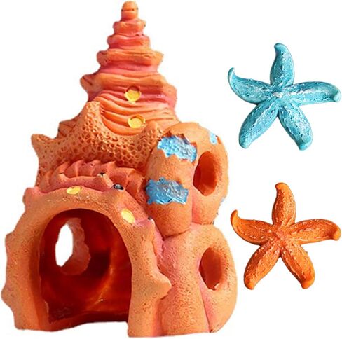 Aquarium Decoration Mini Hut Hiding Cave Environmentally Friendly Natural Resin Material for Aquatic Pets Breeding Playing and Resting Fish Tank Accessories (Conch Style 2) in Saudi Arabia
