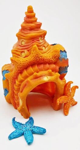 Aquarium Decoration Mini Hut Hiding Cave Environmentally Friendly Natural Resin Material for Aquatic Pets Breeding Playing and Resting Fish Tank Accessories (Conch Style 2) in Saudi Arabia