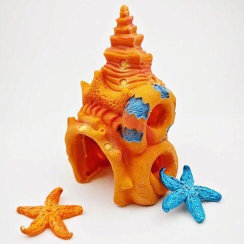 Aquarium Decoration Mini Hut Hiding Cave Environmentally Friendly Natural Resin Material for Aquatic Pets Breeding Playing and Resting Fish Tank Accessories (Conch Style 2) in Saudi Arabia