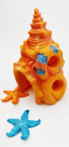 Aquarium Decoration Mini Hut Hiding Cave Environmentally Friendly Natural Resin Material for Aquatic Pets Breeding Playing and Resting Fish Tank Accessories (Conch Style 2) in Saudi Arabia