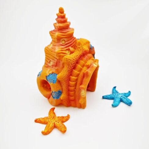 Aquarium Decoration Mini Hut Hiding Cave Environmentally Friendly Natural Resin Material for Aquatic Pets Breeding Playing and Resting Fish Tank Accessories (Conch Style 2) in Saudi Arabia