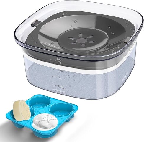 UPSKY 70oz الكلب وعاء الماء 2L لا تسرب الكلب السلطانية سعة كبيرة تسرب دليل على تغذية المياه البطيئة مع قالب مكعبات الثلج، لا سبلاش الكلب السلطانية الحيوانات الأليفة موزع المياه وعاء الشرب البطيء للشاربين فوضوي، القطط in Kuwait