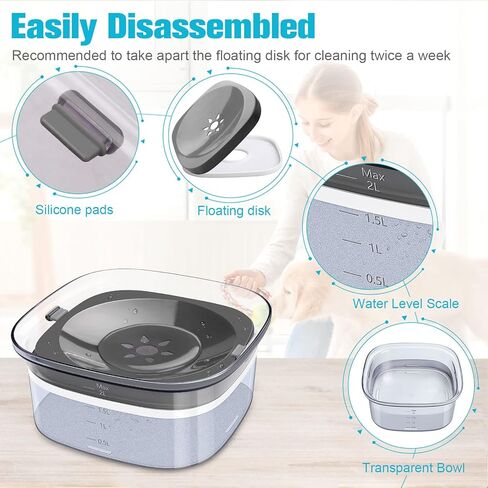 UPSKY 70oz الكلب وعاء الماء 2L لا تسرب الكلب السلطانية سعة كبيرة تسرب دليل على تغذية المياه البطيئة مع قالب مكعبات الثلج، لا سبلاش الكلب السلطانية الحيوانات الأليفة موزع المياه وعاء الشرب البطيء للشاربين فوضوي، القطط in Kuwait