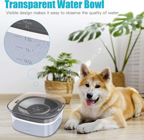 UPSKY 70oz الكلب وعاء الماء 2L لا تسرب الكلب السلطانية سعة كبيرة تسرب دليل على تغذية المياه البطيئة مع قالب مكعبات الثلج، لا سبلاش الكلب السلطانية الحيوانات الأليفة موزع المياه وعاء الشرب البطيء للشاربين فوضوي، القطط in Kuwait