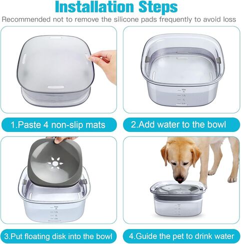 UPSKY 70oz الكلب وعاء الماء 2L لا تسرب الكلب السلطانية سعة كبيرة تسرب دليل على تغذية المياه البطيئة مع قالب مكعبات الثلج، لا سبلاش الكلب السلطانية الحيوانات الأليفة موزع المياه وعاء الشرب البطيء للشاربين فوضوي، القطط in Kuwait