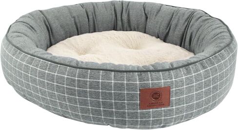 AMERICAN KENNEL CLUB 31-Inch Deluxe Plaid Round Bolster Dog Bed in Saudi Arabia
