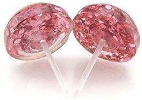 Glitter Confetti Filled Earrings on Plastic Post Studs 12mm (Aqua/Green/Silver) in Saudi Arabia