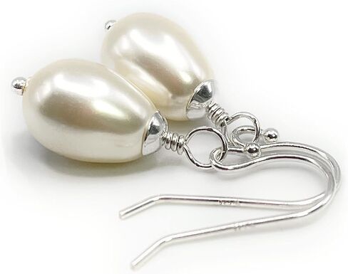 Dashe Designs Cream Simulated Pearl Teardrop Earrings for Women Dangle, Sterling Silver in Saudi Arabia