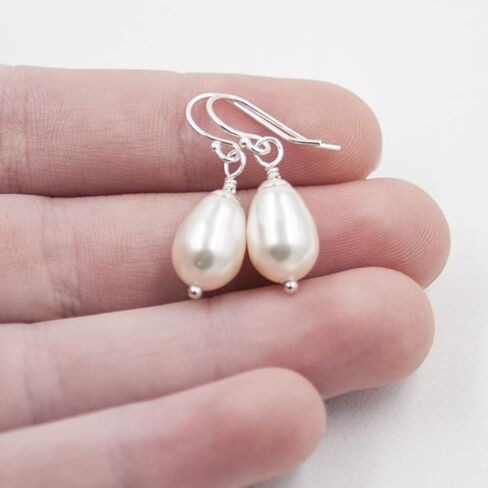 Dashe Designs Cream Simulated Pearl Teardrop Earrings for Women Dangle, Sterling Silver in Saudi Arabia