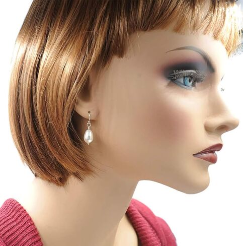 Dashe Designs Cream Simulated Pearl Teardrop Earrings for Women Dangle, Sterling Silver in Saudi Arabia