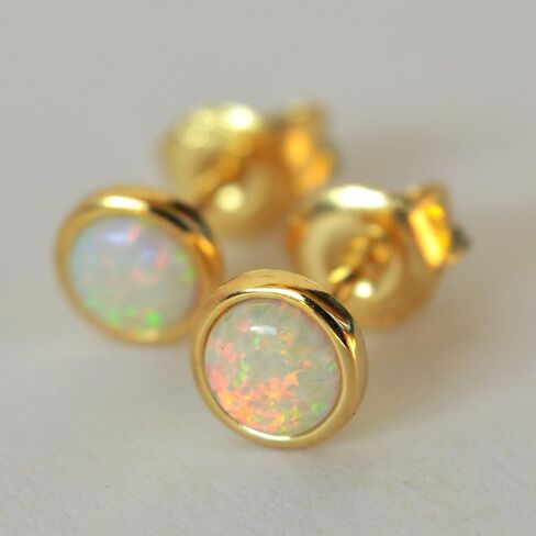 Opal Earrings - 4mm Stud Earrings - Minimalist Stud Fashion Earrings for Women in Saudi Arabia