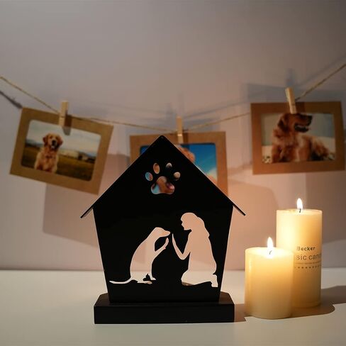 Cat and Dog Friendship Tealight Candle Holder,Pet Lovers Gifts for Women,Unique Gift Idea for Her/Him,Pet Memorial Candle Holder,with 3 Paper Photo Frame 5x4,Pet Paw Print Keychain in Saudi Arabia