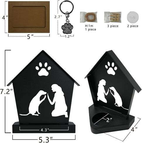 Cat and Dog Friendship Tealight Candle Holder,Pet Lovers Gifts for Women,Unique Gift Idea for Her/Him,Pet Memorial Candle Holder,with 3 Paper Photo Frame 5x4,Pet Paw Print Keychain in Saudi Arabia