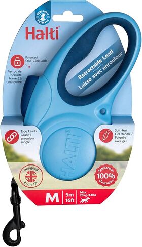 مقود هالتي قابل للسحب للكلاب - مقود قوي وعاكس وقابل للتمديد، مقبض جل ناعم، فرامل وقفل سهل الاستخدام. مناسبة للكلاب والجراء متوسطة الحجم (حجم متوسط، أسود، 3 م) in Kuwait