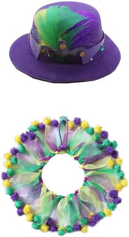 ماردي غرا جرو القط طوق باندانا عقال الحيوانات الأليفة زي لحفلة ماردي غرا (ماردي غرا 3 - حجم صغير) in Kuwait