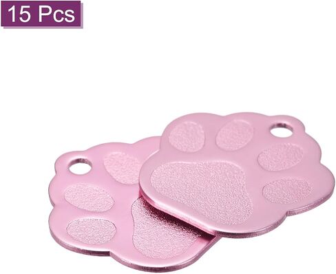 MECCANIXITY Metal Cat's Paw Tags Stamping,Rose Red Blank Dog Tags DIY Engraving Blank Tags Aluminium for Pet Dog ID Tags,Pendant Decoration,Craft Tags,Pack of 15 in Saudi Arabia
