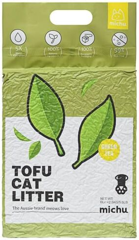Michu Cat Litter Tofu Cat Litter Best Cat Litter Natural Clumping Tofu Cat Litter 5.5lb/88oz 5 Scents (Greentea, 3 Pack) in Saudi Arabia