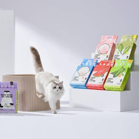 Michu Cat Litter Tofu Cat Litter Best Cat Litter Natural Clumping Tofu Cat Litter 5.5lb/88oz 5 Scents (Greentea, 3 Pack) in Saudi Arabia