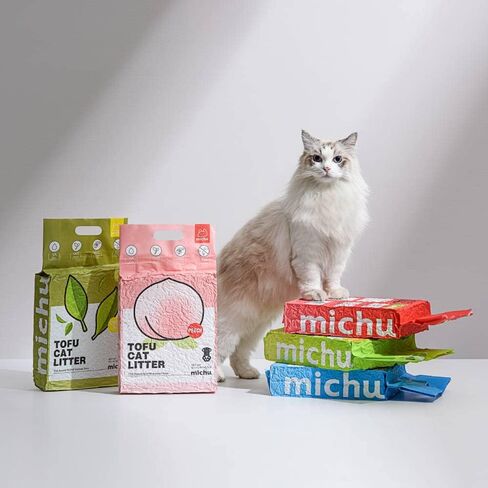 Michu Cat Litter Tofu Cat Litter Best Cat Litter Natural Clumping Tofu Cat Litter 5.5lb/88oz 5 Scents (Greentea, 3 Pack) in Saudi Arabia