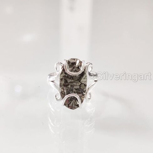 Natural Pyrite Ring, Rough Pyrite Gemstone Ring, Money Catching Power, Hippie Wire Ring, 925 Sterling Silver, Womens Ring, Christmas, Thanksgiving, Statement Jewelry, Rough Gemstone Jewelry (10) in Saudi Arabia