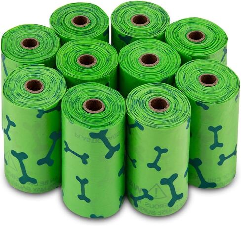 Best Pet Supplies Dog Poop Bags, Rip-Resistant and Doggie Waste Bag Refills With d2w Controlled-Life Plastic Technology - Pack of 150, Green Bone (Scented) (GB-150B) in Saudi Arabia
