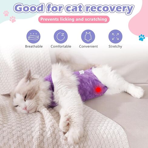 2 Pack Cat Surgery Recovery Suit Clothes for Female and Male,Cat Onesie Shirts for Cats After Surgery,Cat Spay Surgical Recovery Suit,Cat Cone to Stop Licking Abdominal Wound Alternative-Pink&Purple,M in Saudi Arabia