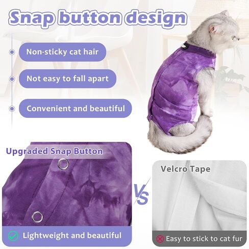 2 Pack Cat Surgery Recovery Suit Clothes for Female and Male,Cat Onesie Shirts for Cats After Surgery,Cat Spay Surgical Recovery Suit,Cat Cone to Stop Licking Abdominal Wound Alternative-Pink&Purple,M in Saudi Arabia