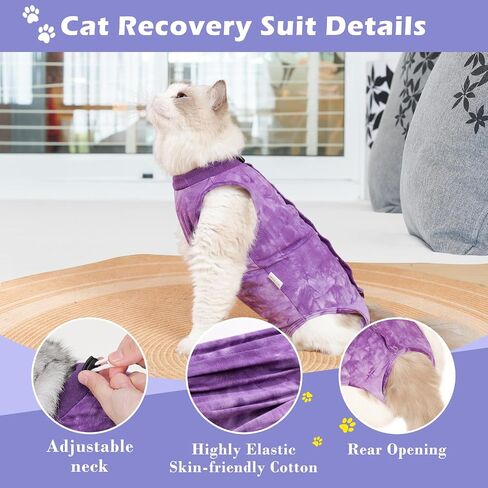 2 Pack Cat Surgery Recovery Suit Clothes for Female and Male,Cat Onesie Shirts for Cats After Surgery,Cat Spay Surgical Recovery Suit,Cat Cone to Stop Licking Abdominal Wound Alternative-Pink&Purple,M in Saudi Arabia