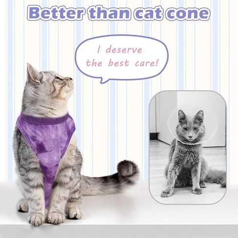 2 Pack Cat Surgery Recovery Suit Clothes for Female and Male,Cat Onesie Shirts for Cats After Surgery,Cat Spay Surgical Recovery Suit,Cat Cone to Stop Licking Abdominal Wound Alternative-Pink&Purple,M in Saudi Arabia