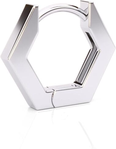 Hexagon Nose Ring Hoop, Cartilage Clicker Earring, Geometric Helix Ring, Handmade Edgy Body Jewelry by Umanative Design (Sterling Silver) in Saudi Arabia