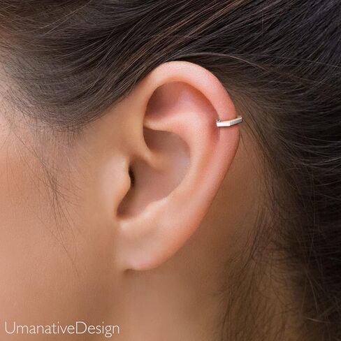 Hexagon Nose Ring Hoop, Cartilage Clicker Earring, Geometric Helix Ring, Handmade Edgy Body Jewelry by Umanative Design (Sterling Silver) in Saudi Arabia