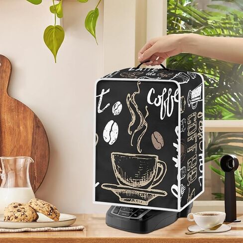 Coffee Tee Design Coffee Maker Cover Dust Proof Appliance Cover, Machine Washable Polyester Stand Mixer Cover with Durable Handle Waterproof Fits Blender/Toaster/Air Fryer in Kuwait
