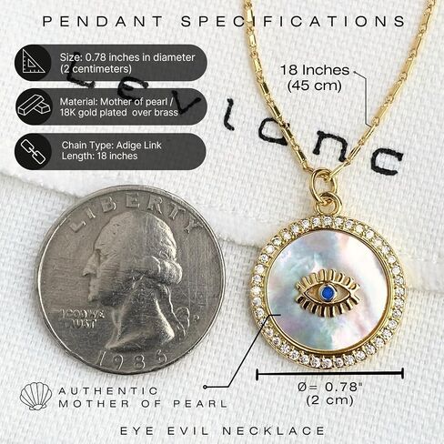 Evil Eye Necklace - Evil Eye Jewelry - Evil Eye Charm - Evil Eye Necklace Gold - Evil Eye Pendant - Ojo Turco - Hamsa Necklace - Protection Necklace - Mother Of Pearl Necklace for Women (Nazar - A) in Saudi Arabia