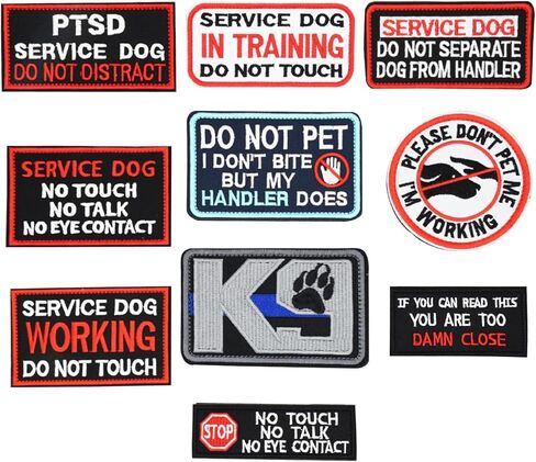 Service Dog Patches, Embroidery Removable Dog in Training Patch,Harnesses Tactical Hook and Loop Patch Set of American Flag Ask to Pet in Training,Tactical Patches for Vests and Harness 10 pcs in Saudi Arabia