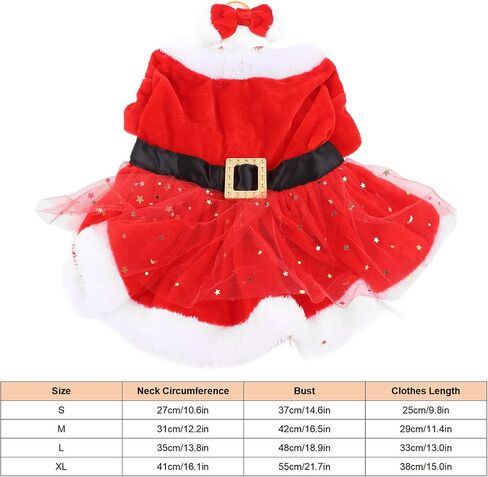 Santa Christmas Pet Costume, Christmas Santa Claus Dog Cat Costume with Headdress, Funny Pet Christmas Mesh Dress Cosplay Winter Warm Clothes Outfit Apparel Adjustable for Dogs in Saudi Arabia
