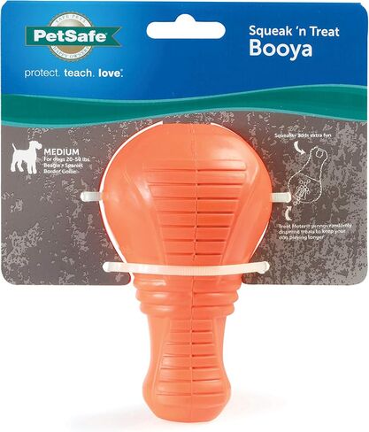PetSafe Squeak n’ Treat Booya - Cure Boredom & Reduce Separation Anxiety - Food-Dispensing Dog Toy - Squeaker Encourages Play - Slow Down Eating - Helps Clean Teeth - Dishwasher Safe - Large in Saudi Arabia