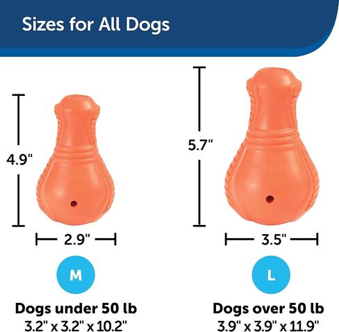 PetSafe Squeak n’ Treat Booya - Cure Boredom & Reduce Separation Anxiety - Food-Dispensing Dog Toy - Squeaker Encourages Play - Slow Down Eating - Helps Clean Teeth - Dishwasher Safe - Large in Saudi Arabia