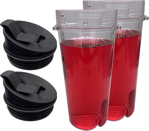Replacement 16oz Cup with 3 tabs and lid Compatible with 600W NINJA BL100 30/BL102 30/BL101 30 or Ninja Kitchen System Pulse Blender : BL200 30/ BL201 30/BL201C 30 (3 tabs 16oz cup with spout lid) in Saudi Arabia