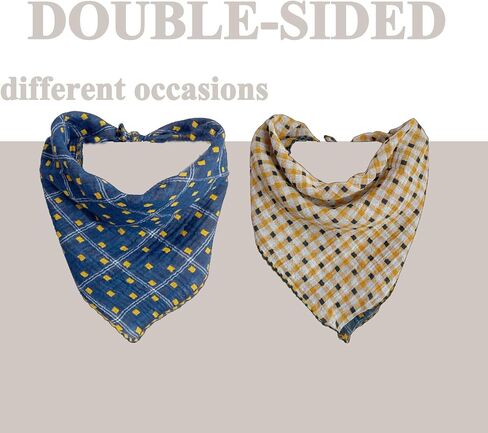 Dog Bandanas for Small Medium Dogs, Dual-Sided Use Bandanas for Pets, Adjustable Durable for Puppy (Blue & Yellow) in Saudi Arabia