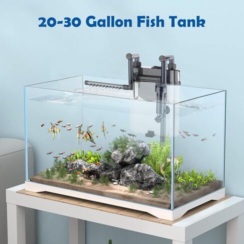 فلتر حوض السمك Geegoods مع دش المطر وتصميم منقار البط، فلتر خزان الأسماك الصغير، فلتر حوض السمك المعلق، ترشيح متعدد الطبقات وتدفق مياه قابل للتعديل، 85GPH (300L/H) لخزان الأسماك 20-30 جالون in Kuwait