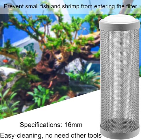 16mm Stainless Steel Aquarium Mesh Net Filter Guard Fish Shrimp Inflow Inlet Basket for Aquarium Percolator with Fish Prefilter Intake Sponge Cover in Saudi Arabia