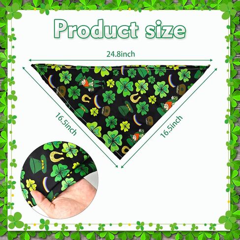 عيد القديس باتريك الكلب عصابات، 1PCS المثلث الأخضر وشاح الحيوانات الأليفة عكسها للبنين والبنات قابل للغسل قابل للتعديل عطلة الكلب شامروك باندانا سانت باتريك منديل للكلاب المتوسطة والصغيرة القطط ديكور الحزب in Kuwait