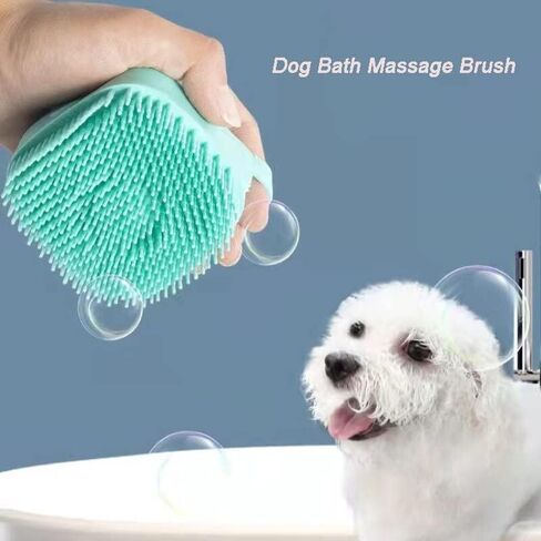 Dog Bath Brush Silicone Rubber Dog Grooming Brush Silicone Puppy Cat Grooming Cleaning for Short Long Haired Dogs and Cats Washing (Blue) in Saudi Arabia