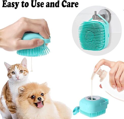 Dog Bath Brush Silicone Rubber Dog Grooming Brush Silicone Puppy Cat Grooming Cleaning for Short Long Haired Dogs and Cats Washing (Blue) in Saudi Arabia