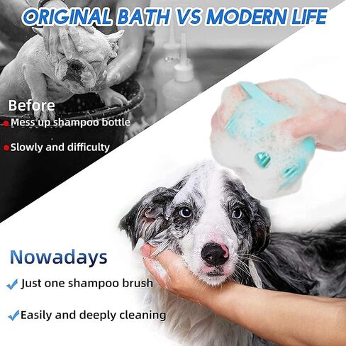 Dog Bath Brush Silicone Rubber Dog Grooming Brush Silicone Puppy Cat Grooming Cleaning for Short Long Haired Dogs and Cats Washing (Blue) in Saudi Arabia