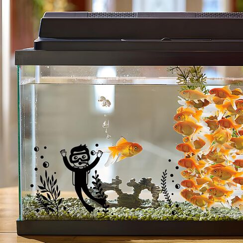 1 قطعة ذاتية اللصق كرتونية غواص للرجال Aquanaut ملصق من الفينيل تحت البحر ملصق Frogman مع ملصقات الأعشاب المائية للعودة إلى المدرسة والفصول الدراسية والمنزل وخزان الأسماك ومصد السيارة ديكو (أسود) in Kuwait