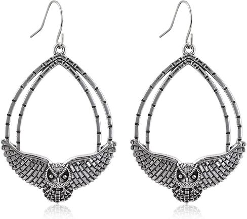Silver Owl Drop Dangle Earrings for Women Trendy Unique Animal Earrings for Gift Weird Earrings for Cosplay in Saudi Arabia